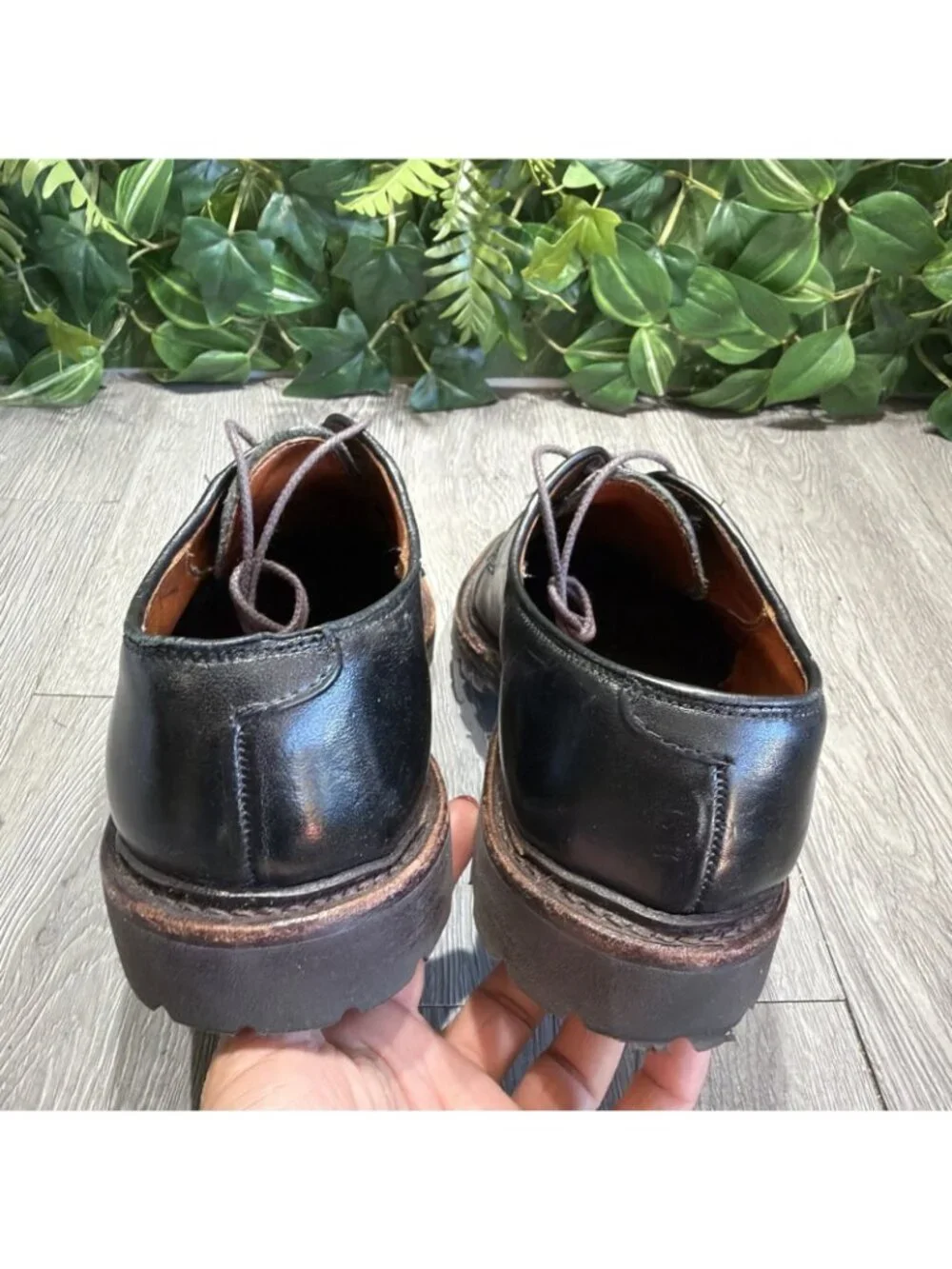 ALLEN EDMONDS BLACK HILLS BLACK GENUINE LEATHER LACE UP SHOES SIZE 9.5 D